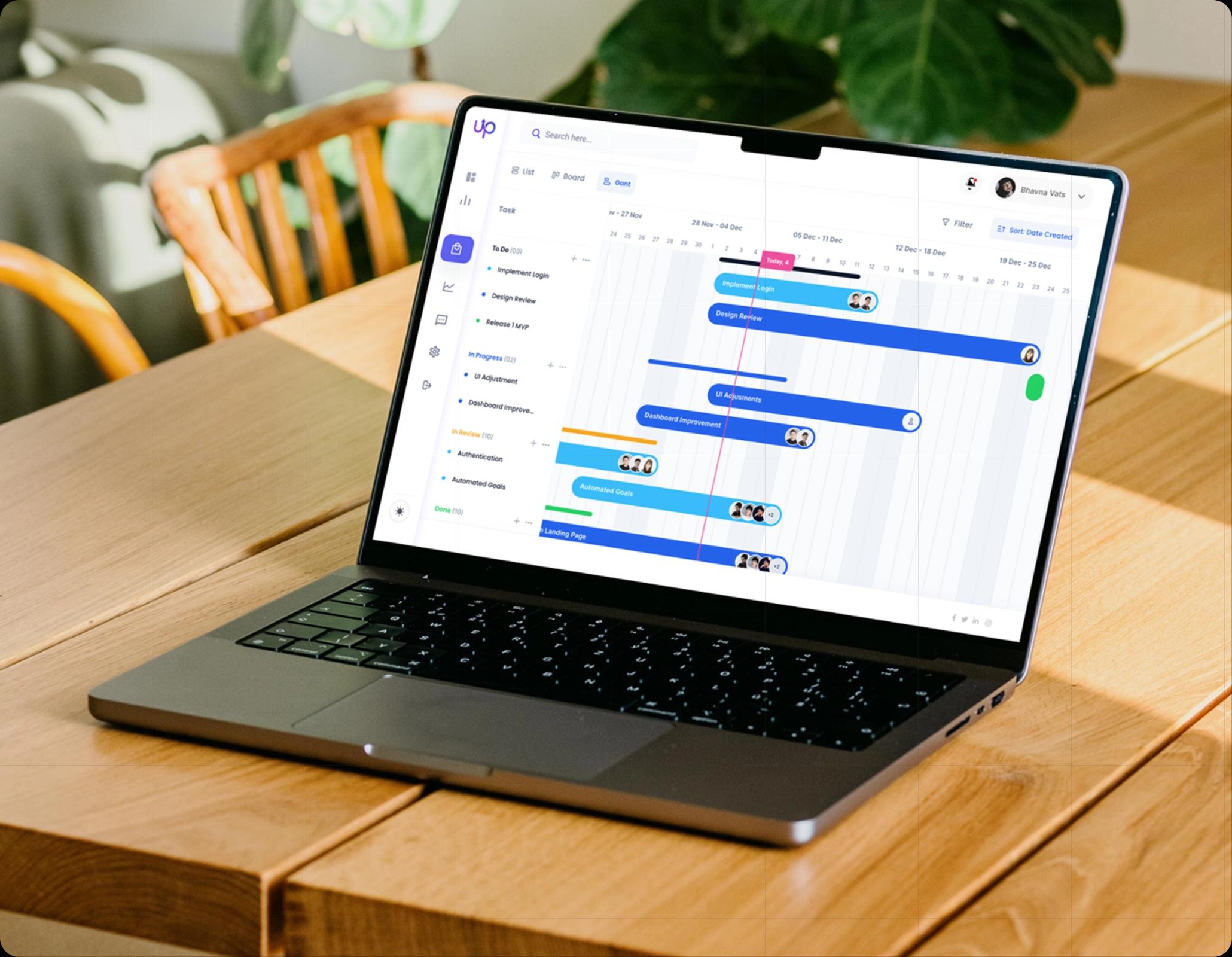 Dashboard interface on tablet